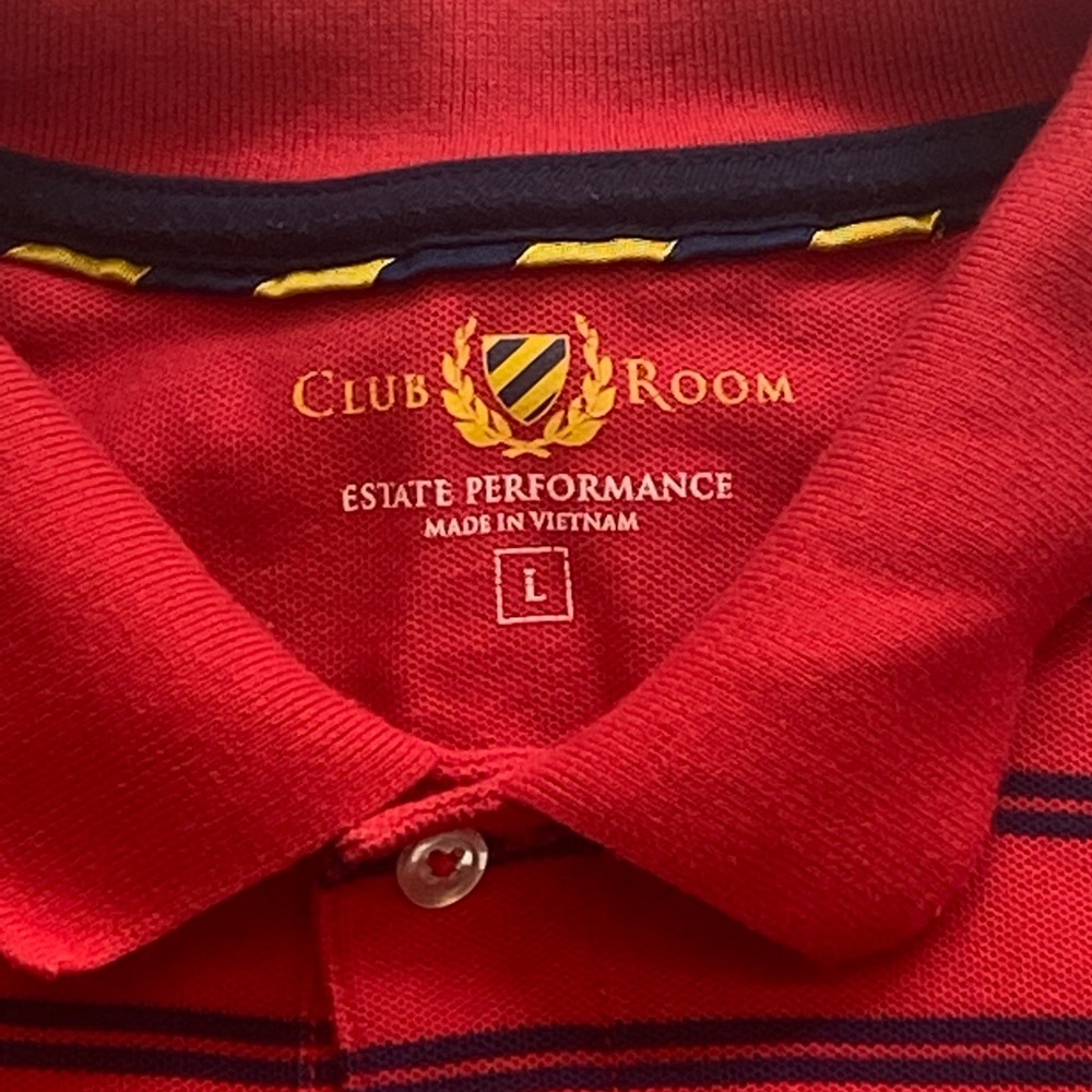 Men’s Club Room bright red stripped polo